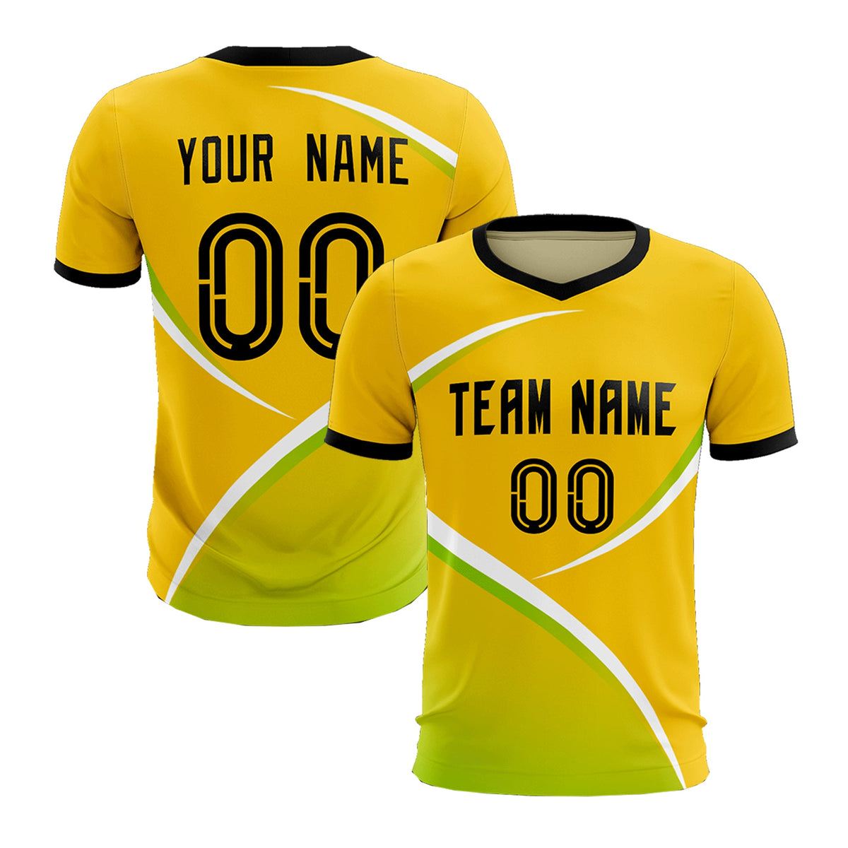 Custom Gold Black Color Block Training Uniform For Men Soccer Sets Jersey