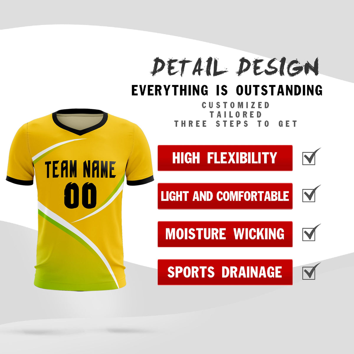 Custom Gold Black Color Block Training Uniform For Men Soccer Sets Jersey