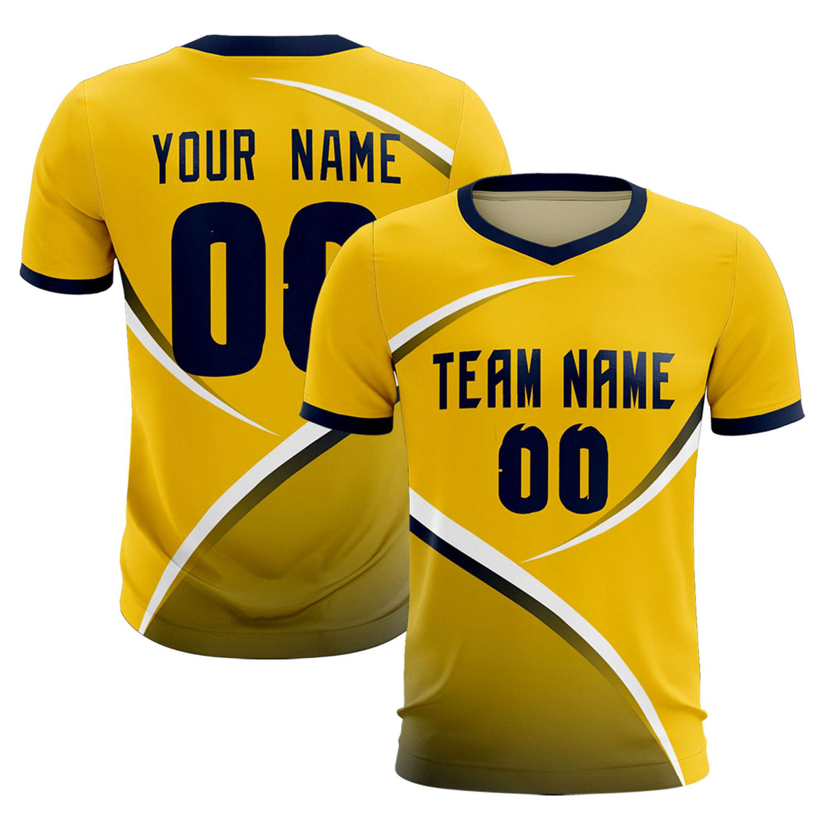 Custom Gold Navy Color Block Training Uniform For Men Soccer Sets Jersey