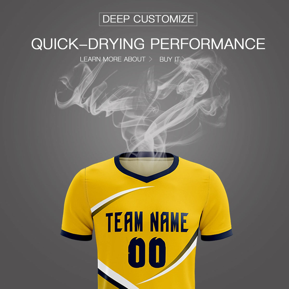 Custom Gold Navy Color Block Training Uniform For Men Soccer Sets Jersey