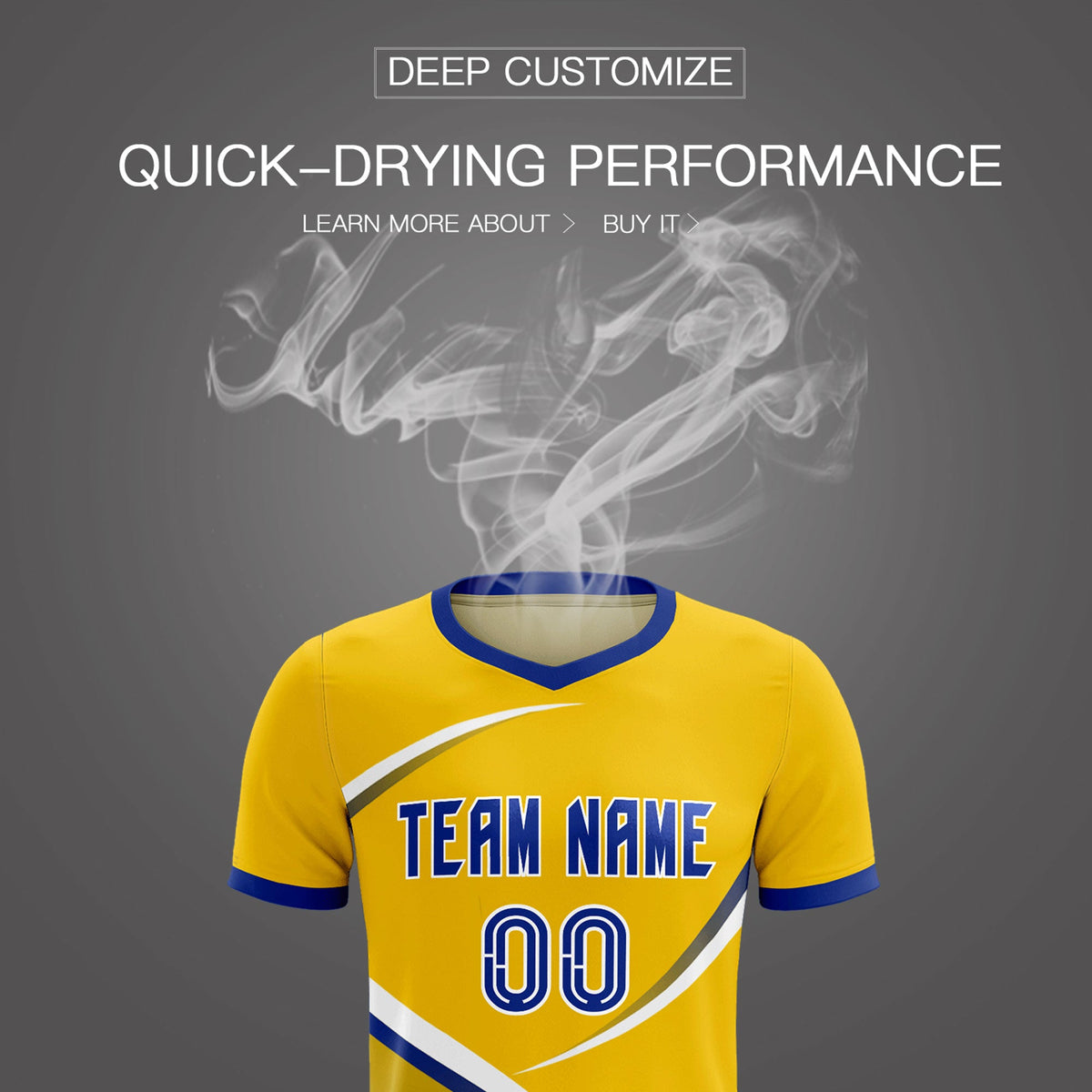 Custom Gold Royal Color Block Training Uniform For Men Soccer Sets Jersey