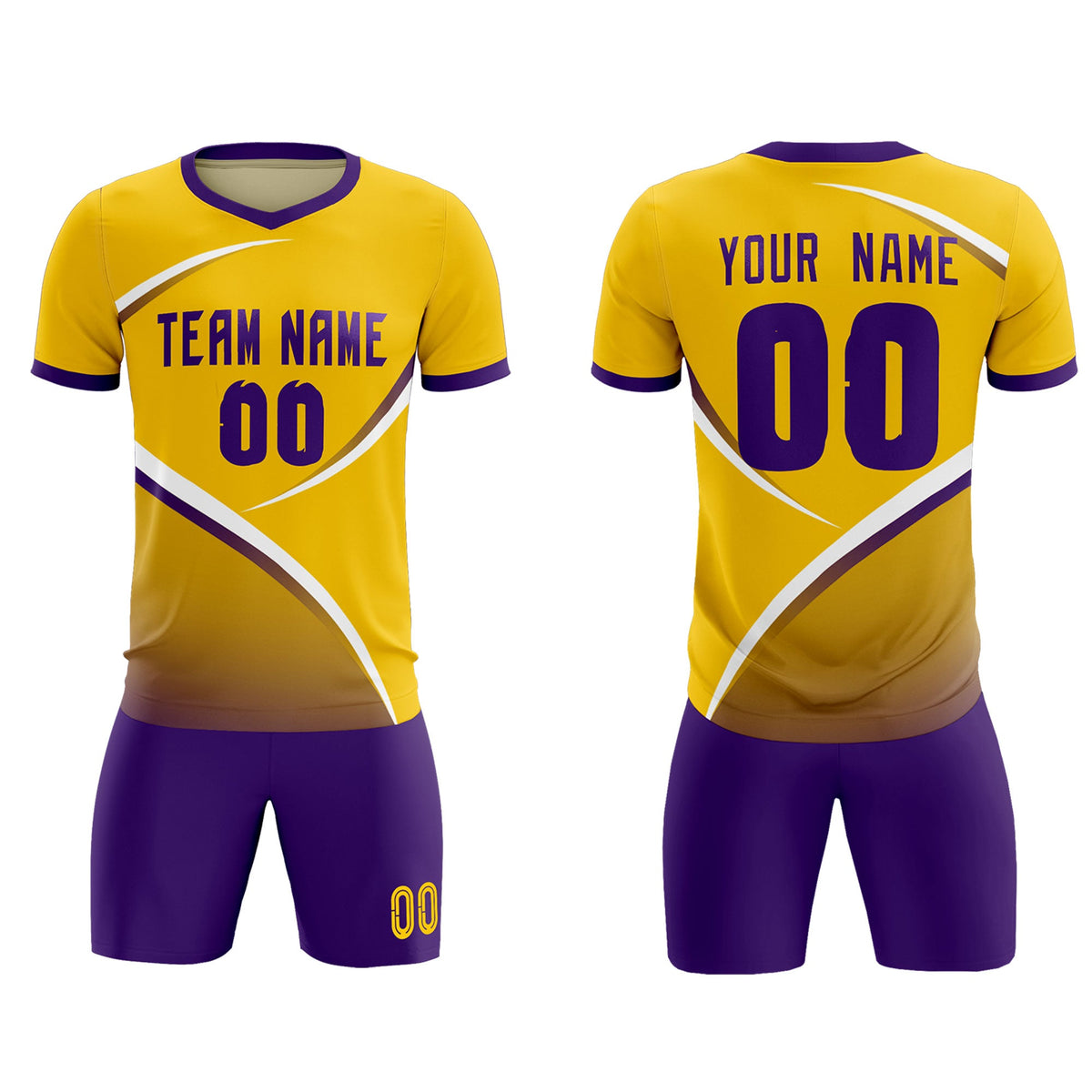 Custom Gold Old Gold Color Block Training Uniform For Men Soccer Sets Jersey