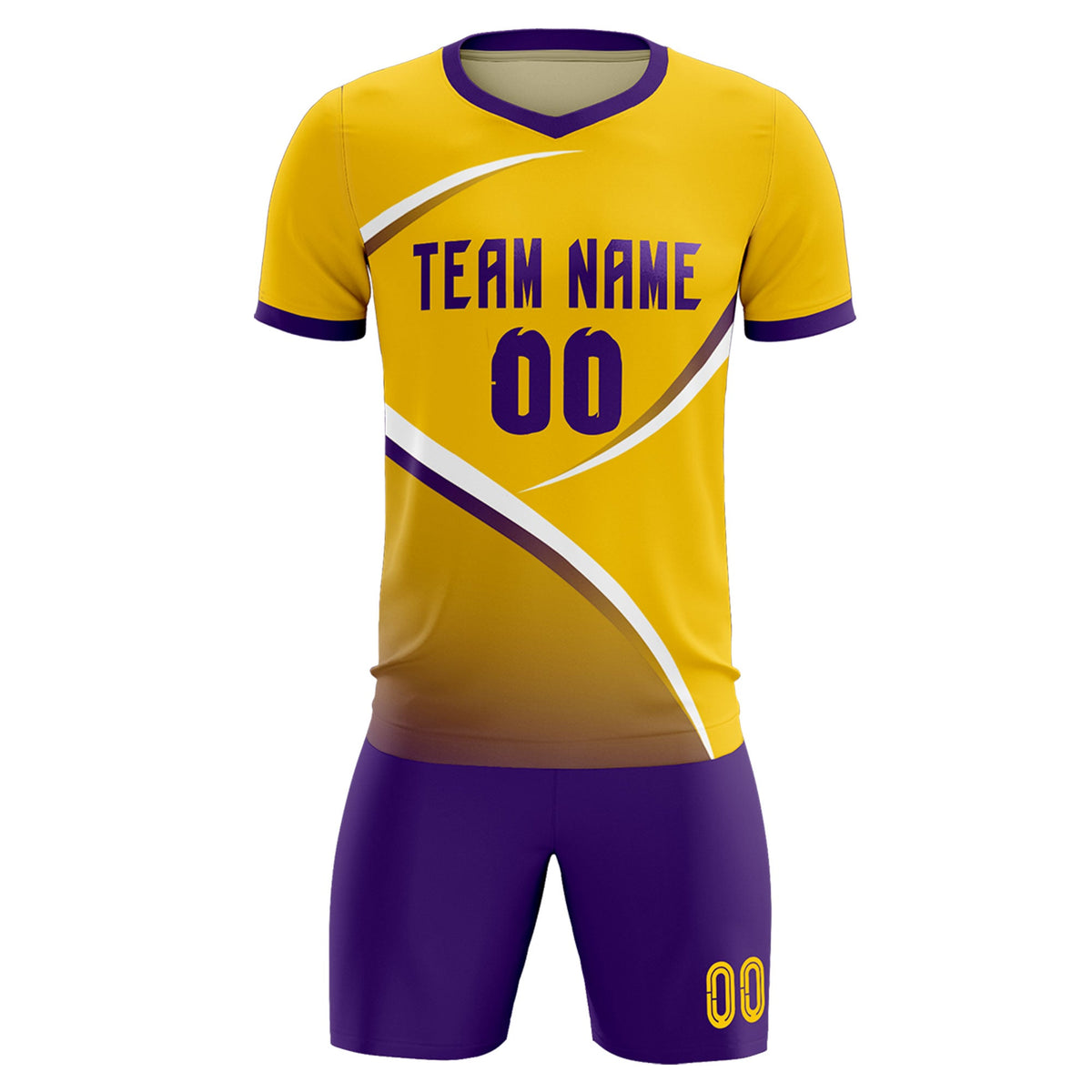 Custom Gold Old Gold Color Block Training Uniform For Men Soccer Sets Jersey