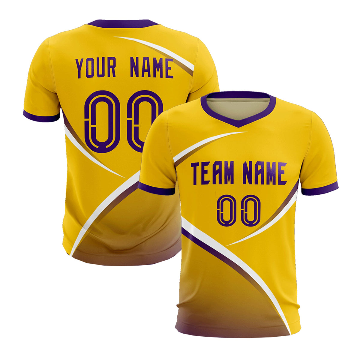 Custom Gold Old Gold Color Block Training Uniform For Men Soccer Sets Jersey