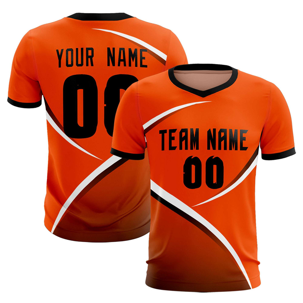 Custom Orange Black Color Block Training Uniform For Men Soccer Sets Jersey
