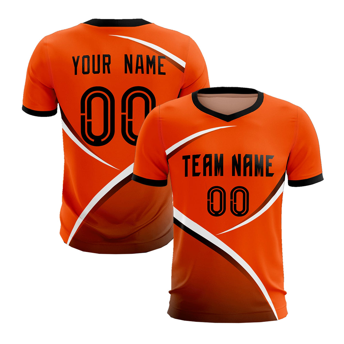 Custom Orange Black Color Block Training Uniform For Men Soccer Sets Jersey