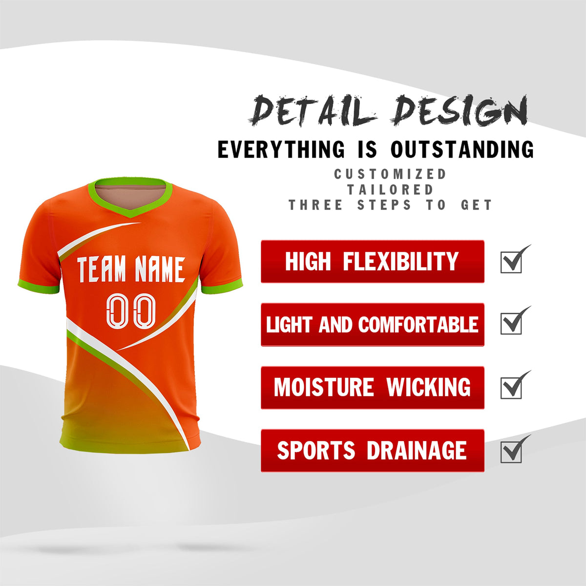 Custom Orange Neon Green Color Block Training Uniform For Men Soccer Sets Jersey