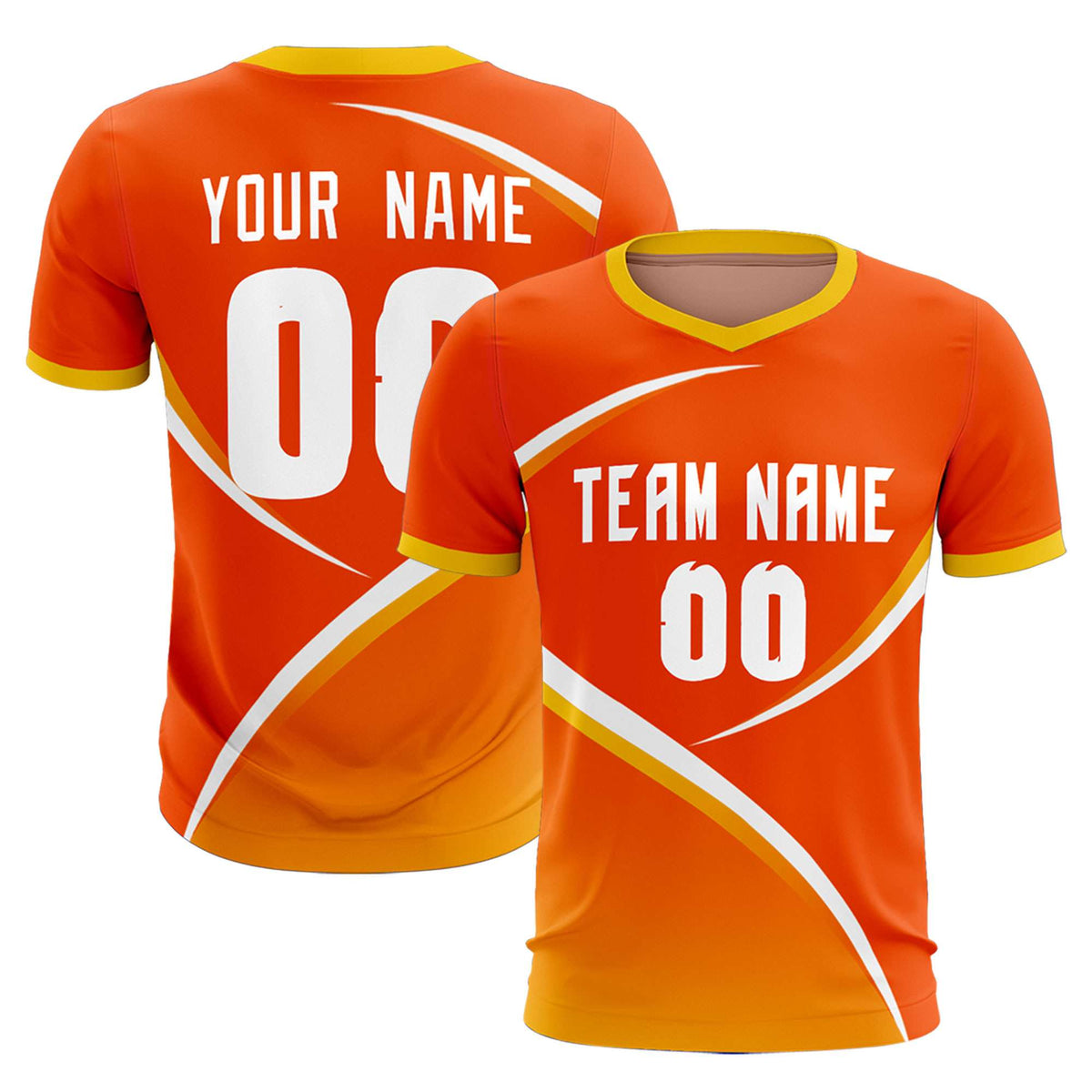 Custom Orange Gold Color Block Training Uniform For Men Soccer Sets Jersey