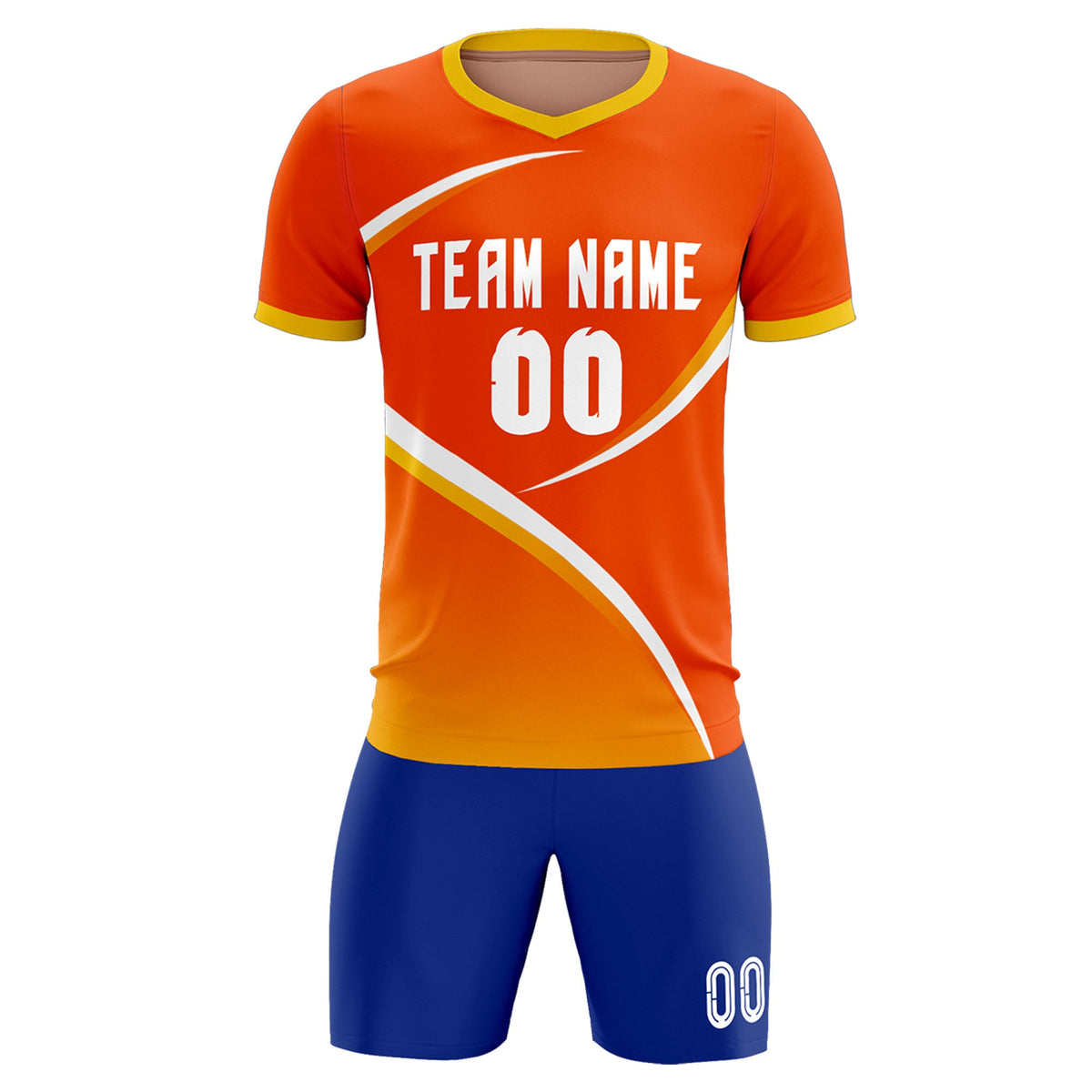 Custom Orange Gold Color Block Training Uniform For Men Soccer Sets Jersey