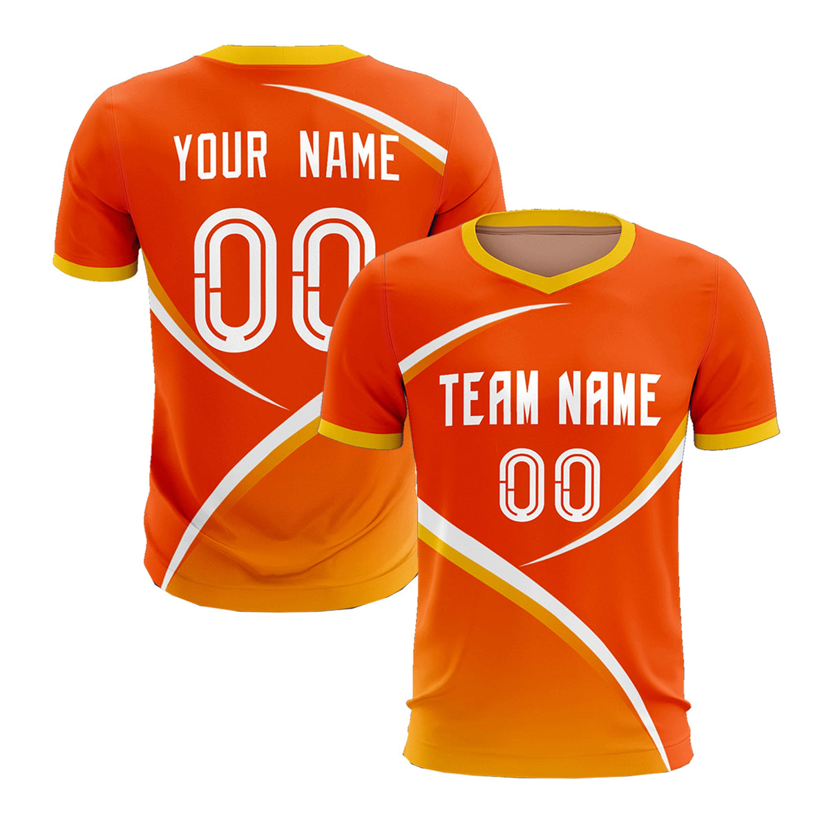 Custom Orange Gold Color Block Training Uniform For Men Soccer Sets Jersey