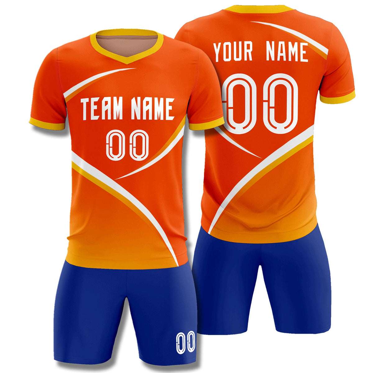 Custom Orange Gold Color Block Training Uniform For Men Soccer Sets Jersey