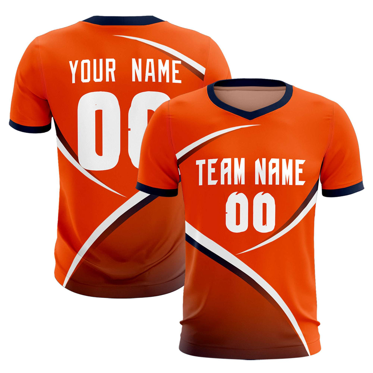 Custom Orange Navy Color Block Training Uniform For Men Soccer Sets Jersey