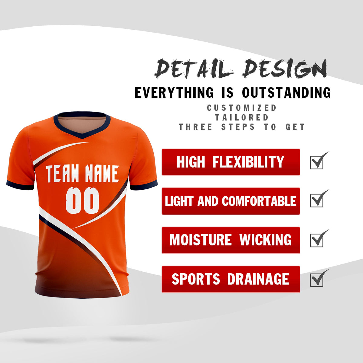 Custom Orange Navy Color Block Training Uniform For Men Soccer Sets Jersey