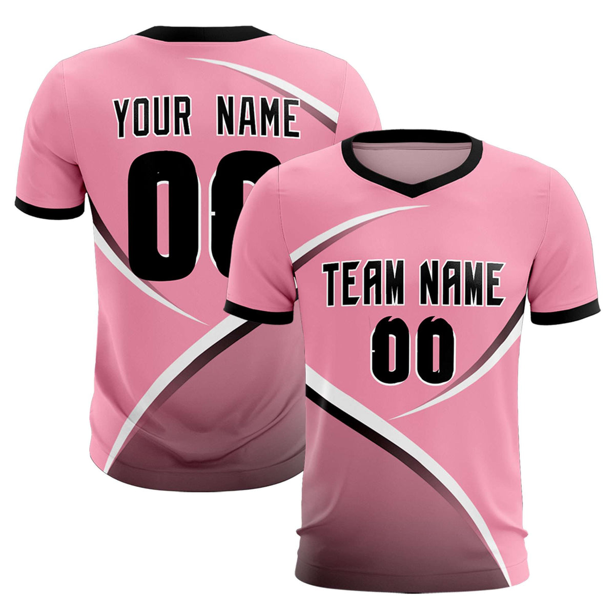 Custom Light Pink Black Color Block Training Uniform For Men Soccer Sets Jersey