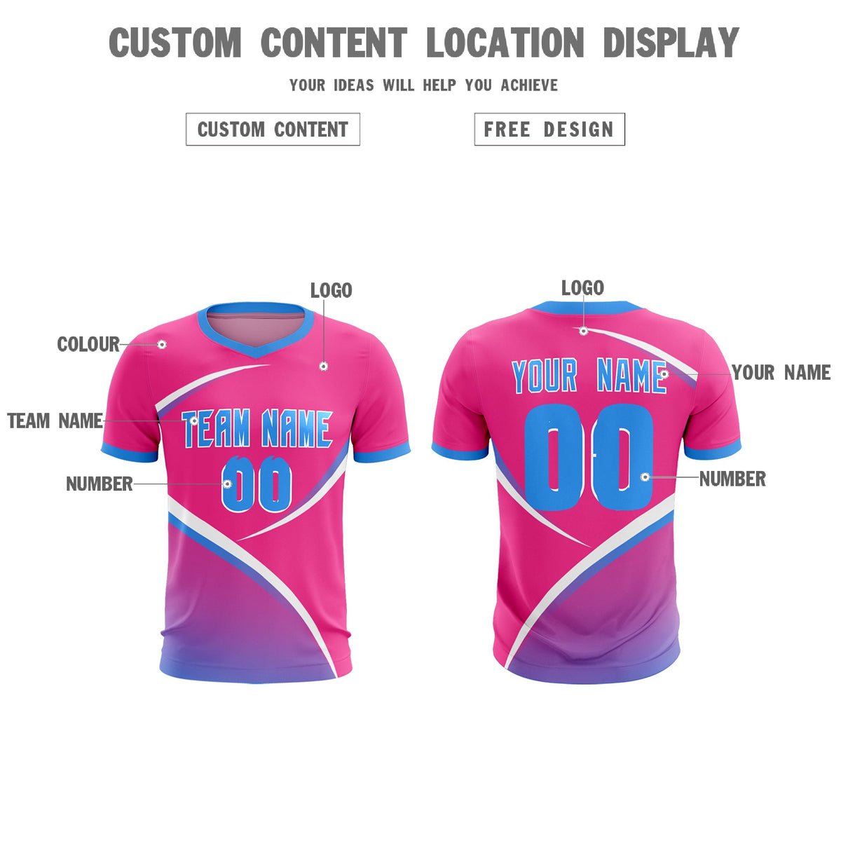 Custom Pink Powder Blue Color Block Training Uniform For Men Soccer Sets Jersey