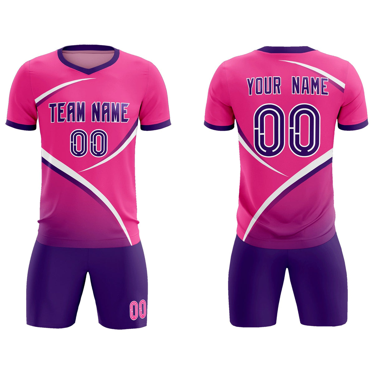 Custom Pink Purple Color Block Training Uniform For Men Soccer Sets Jersey