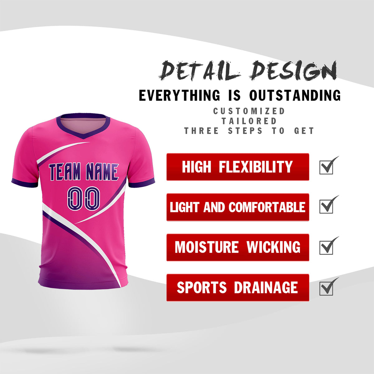 Custom Pink Purple Color Block Training Uniform For Men Soccer Sets Jersey