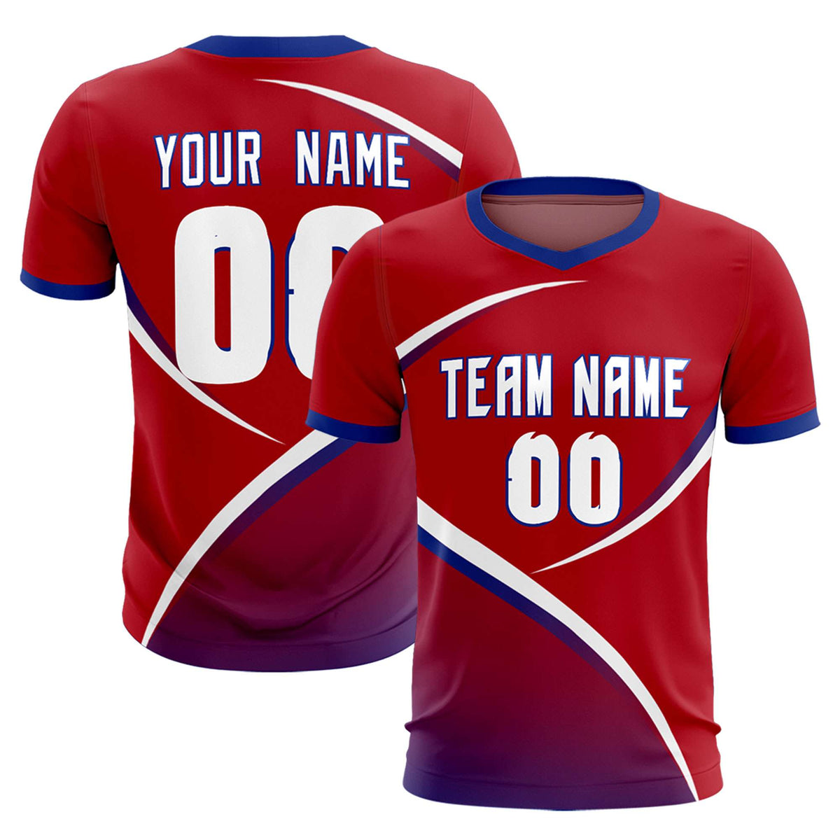 Custom Red Royal Color Block Training Uniform For Men Soccer Sets Jersey