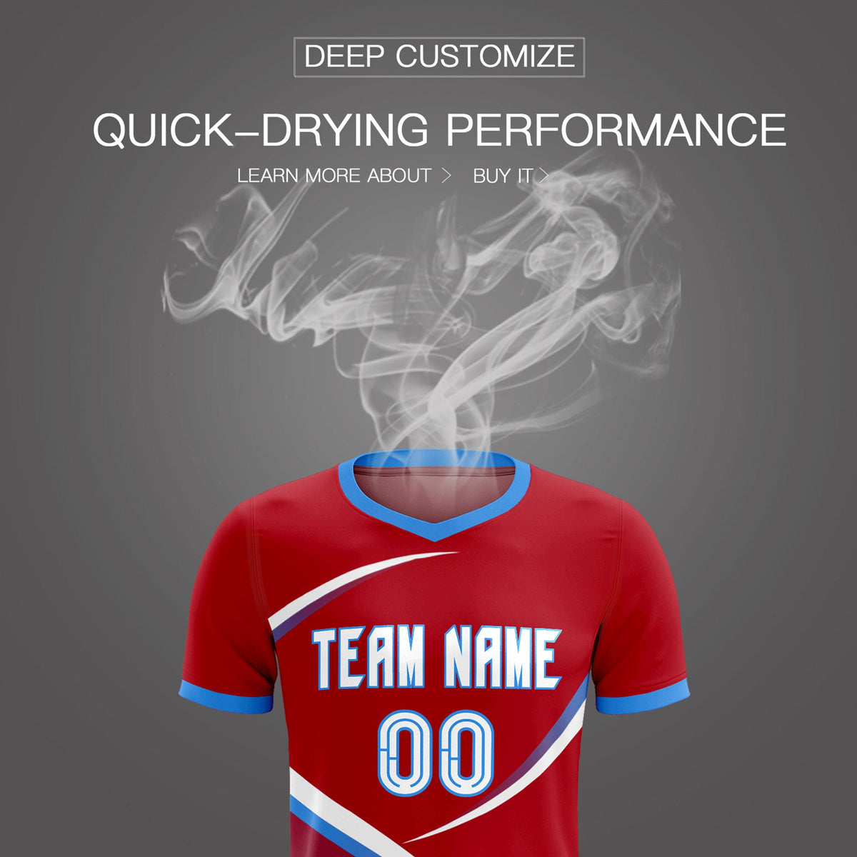 Custom Red Powder Blue Color Block Training Uniform For Men Soccer Sets Jersey