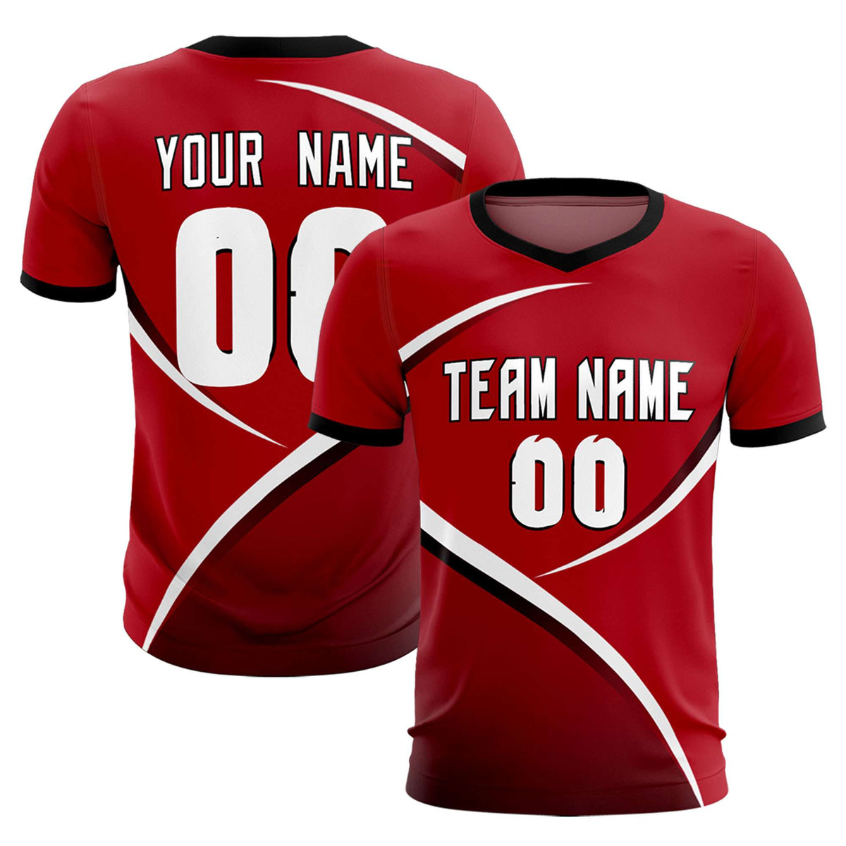 Custom Red Black Color Block Training Uniform For Men Soccer Sets Jersey