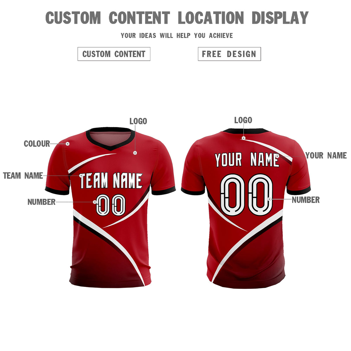 Custom Red Black Color Block Training Uniform For Men Soccer Sets Jersey