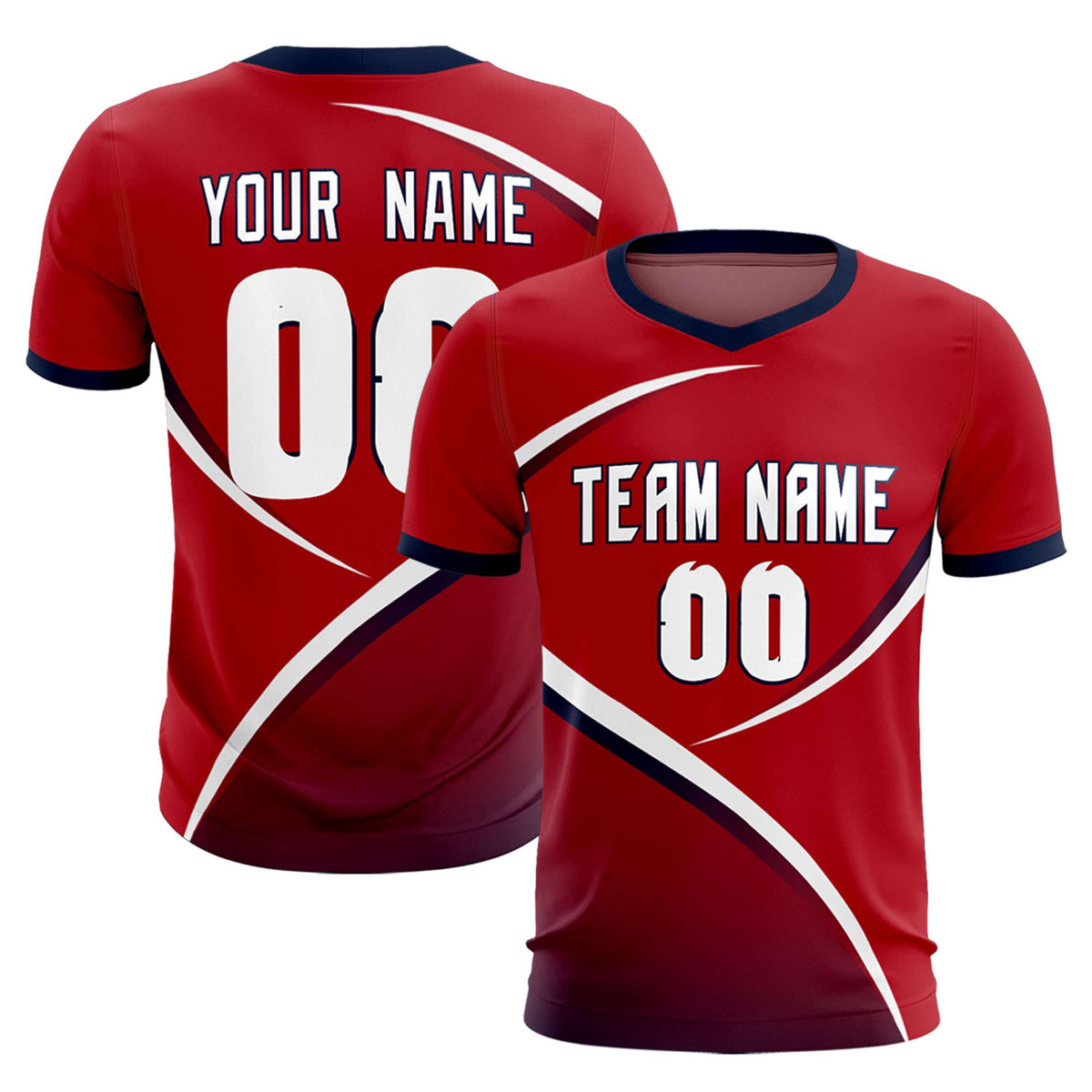 Custom Red Navy Color Block Training Uniform For Men Soccer Sets Jersey