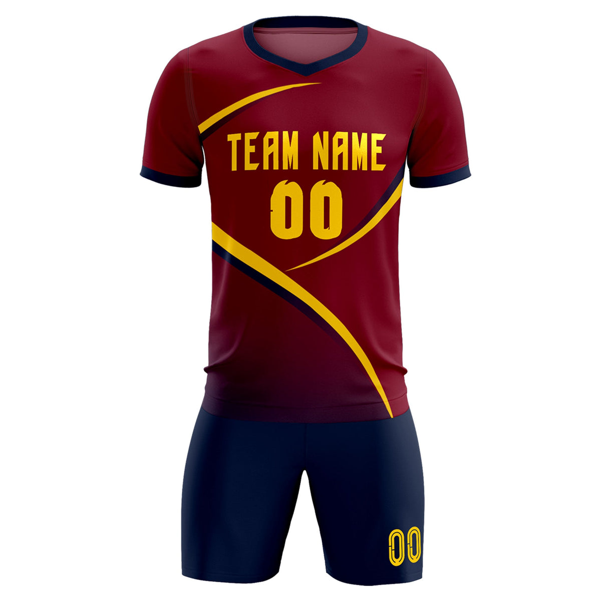 Custom Crimson Navy Color Block Training Uniform For Men Soccer Sets Jersey