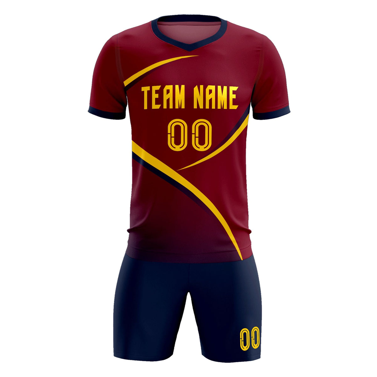 Custom Crimson Navy Color Block Training Uniform For Men Soccer Sets Jersey