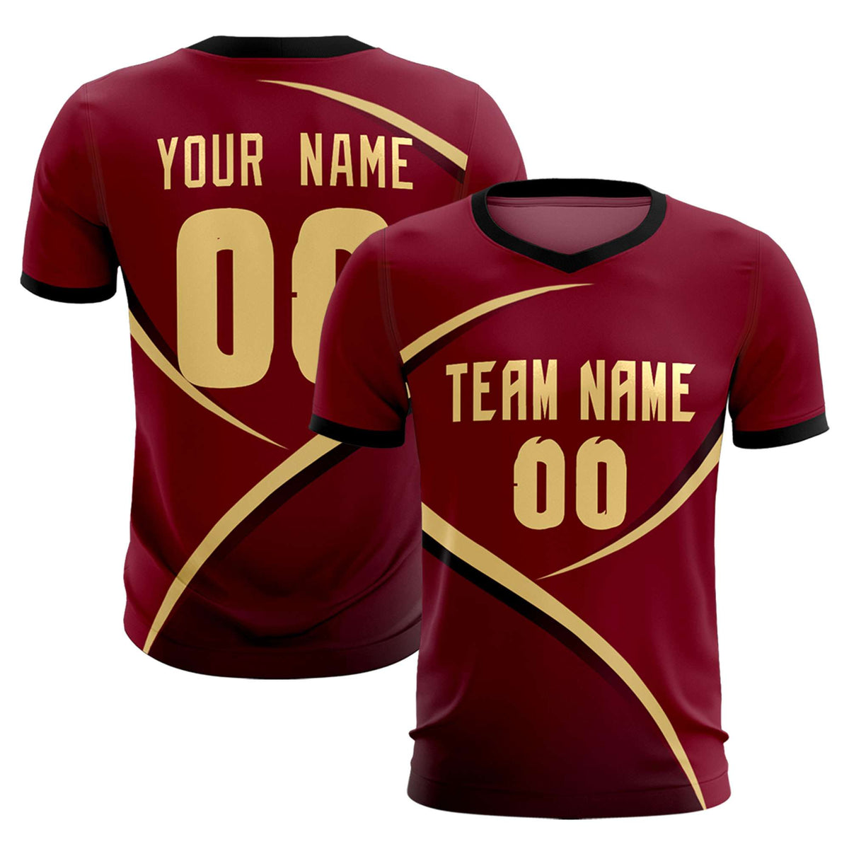 Custom Crimson Black Color Block Training Uniform For Men Soccer Sets Jersey