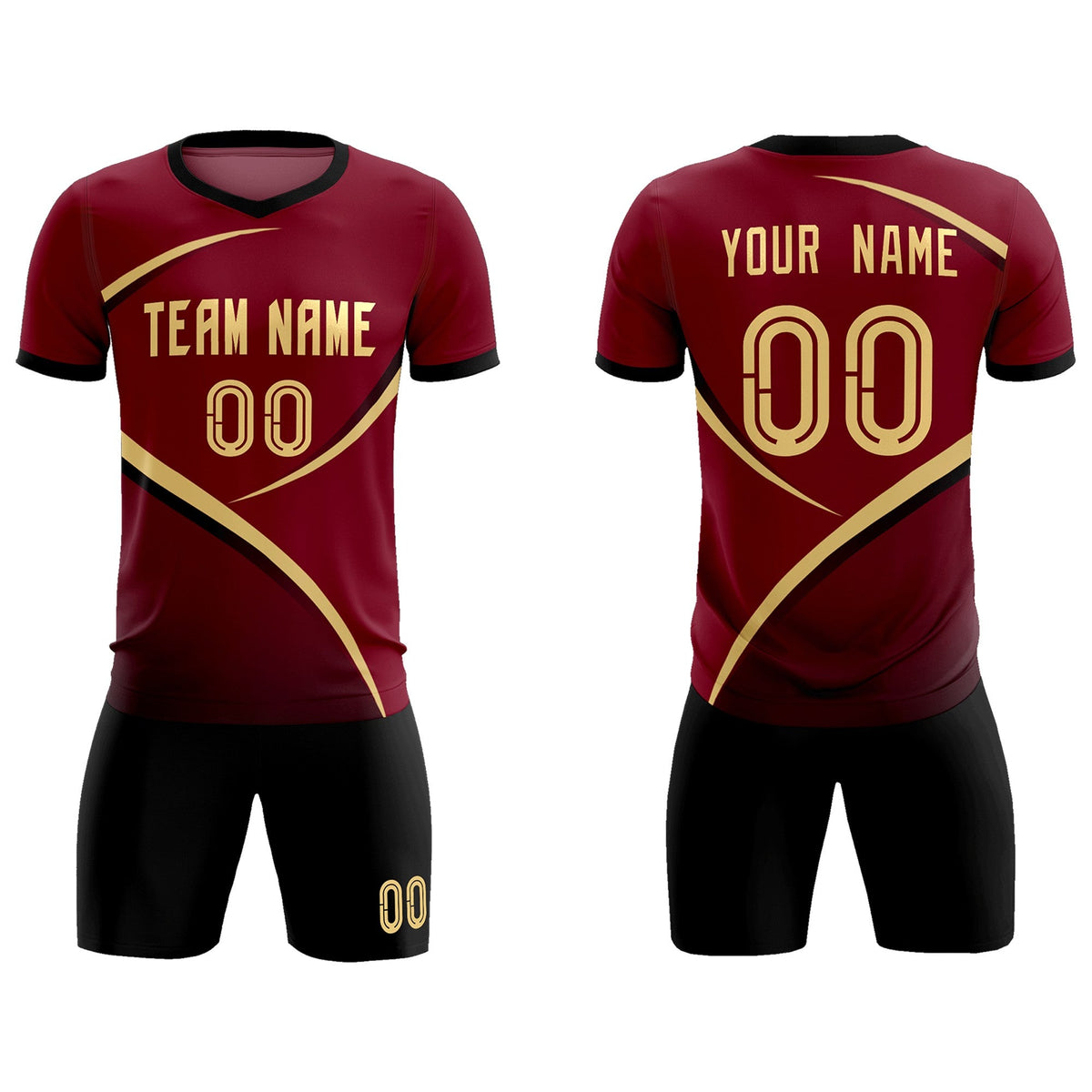 Custom Crimson Black Color Block Training Uniform For Men Soccer Sets Jersey