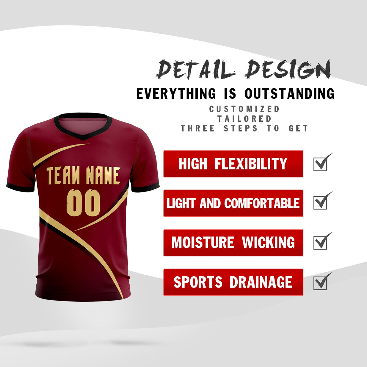Custom Crimson Black Color Block Training Uniform For Men Soccer Sets Jersey