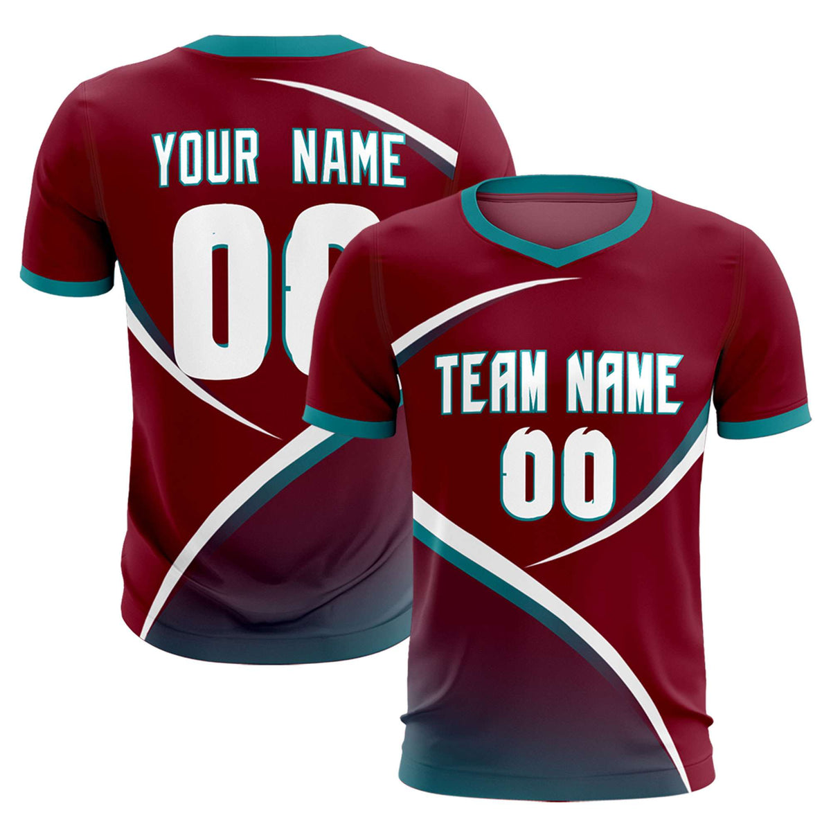 Custom Crimson Aqua Color Block Training Uniform For Men Soccer Sets Jersey