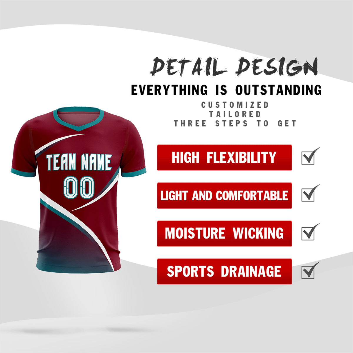Custom Crimson Aqua Color Block Training Uniform For Men Soccer Sets Jersey