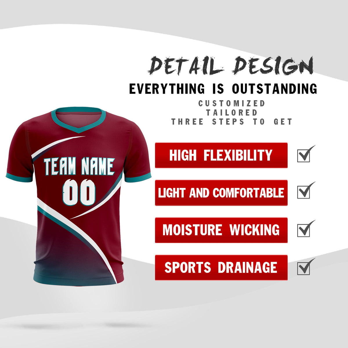 Custom Crimson Aqua Color Block Training Uniform For Men Soccer Sets Jersey