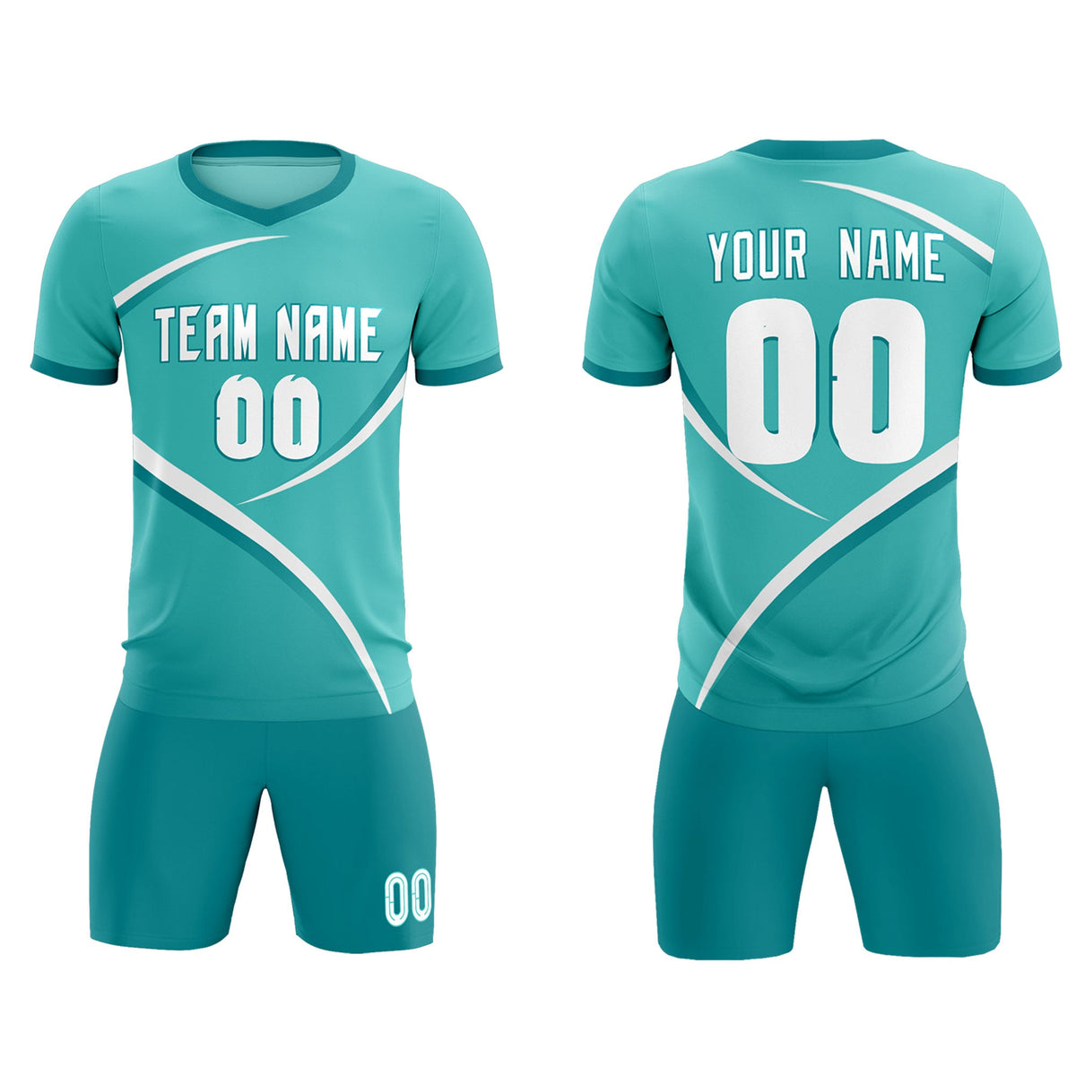 Custom Bright Green Aqua Color Block Training Uniform For Men Soccer Sets Jersey