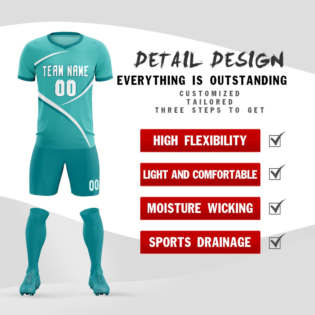 Custom Bright Green Aqua Color Block Training Uniform For Men Soccer Sets Jersey