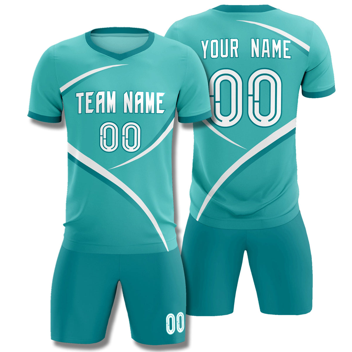 Custom Bright Green Aqua Color Block Training Uniform For Men Soccer Sets Jersey