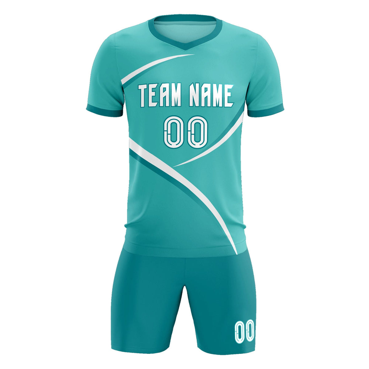 Custom Bright Green Aqua Color Block Training Uniform For Men Soccer Sets Jersey