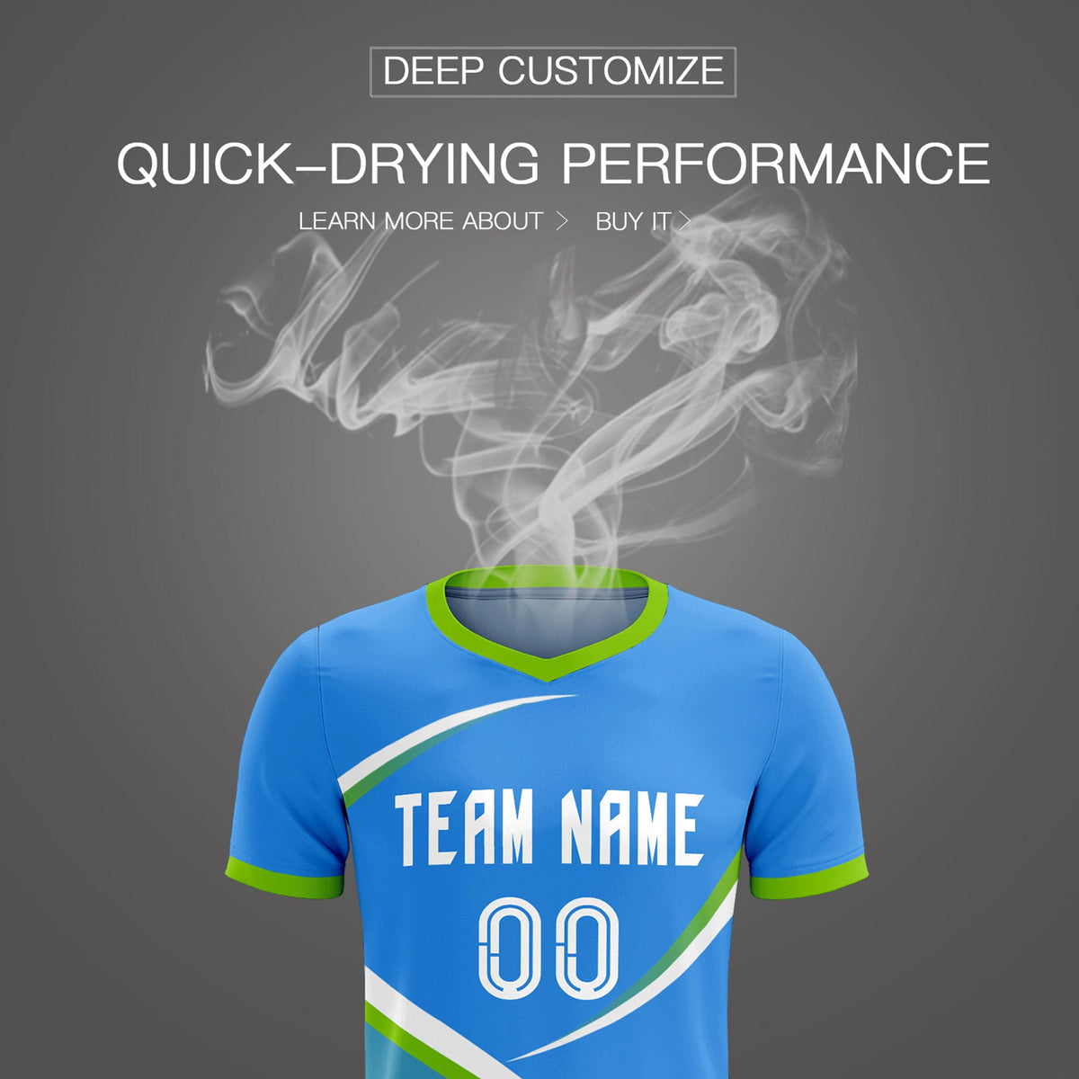 Custom Powder Blue Neon Green Color Block Training Uniform For Men Soccer Sets Jersey
