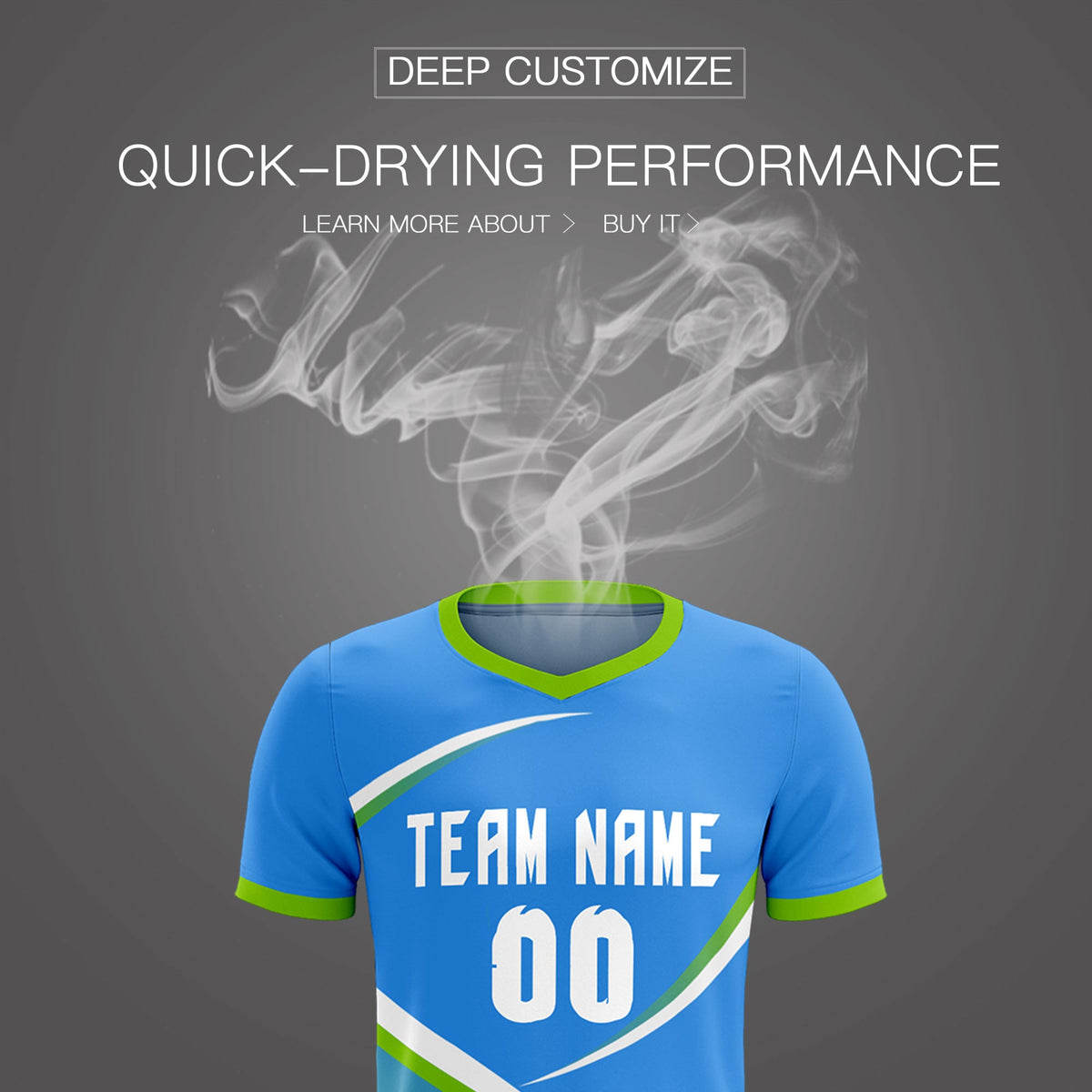 Custom Powder Blue Neon Green Color Block Training Uniform For Men Soccer Sets Jersey