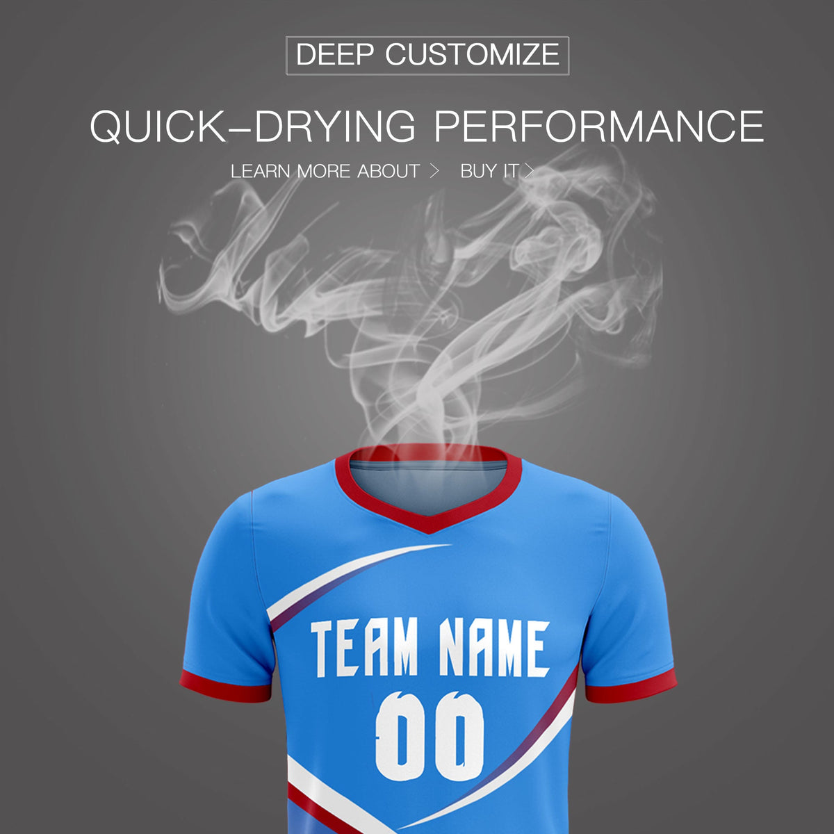 Custom Powder Blue Red Color Block Training Uniform For Men Soccer Sets Jersey