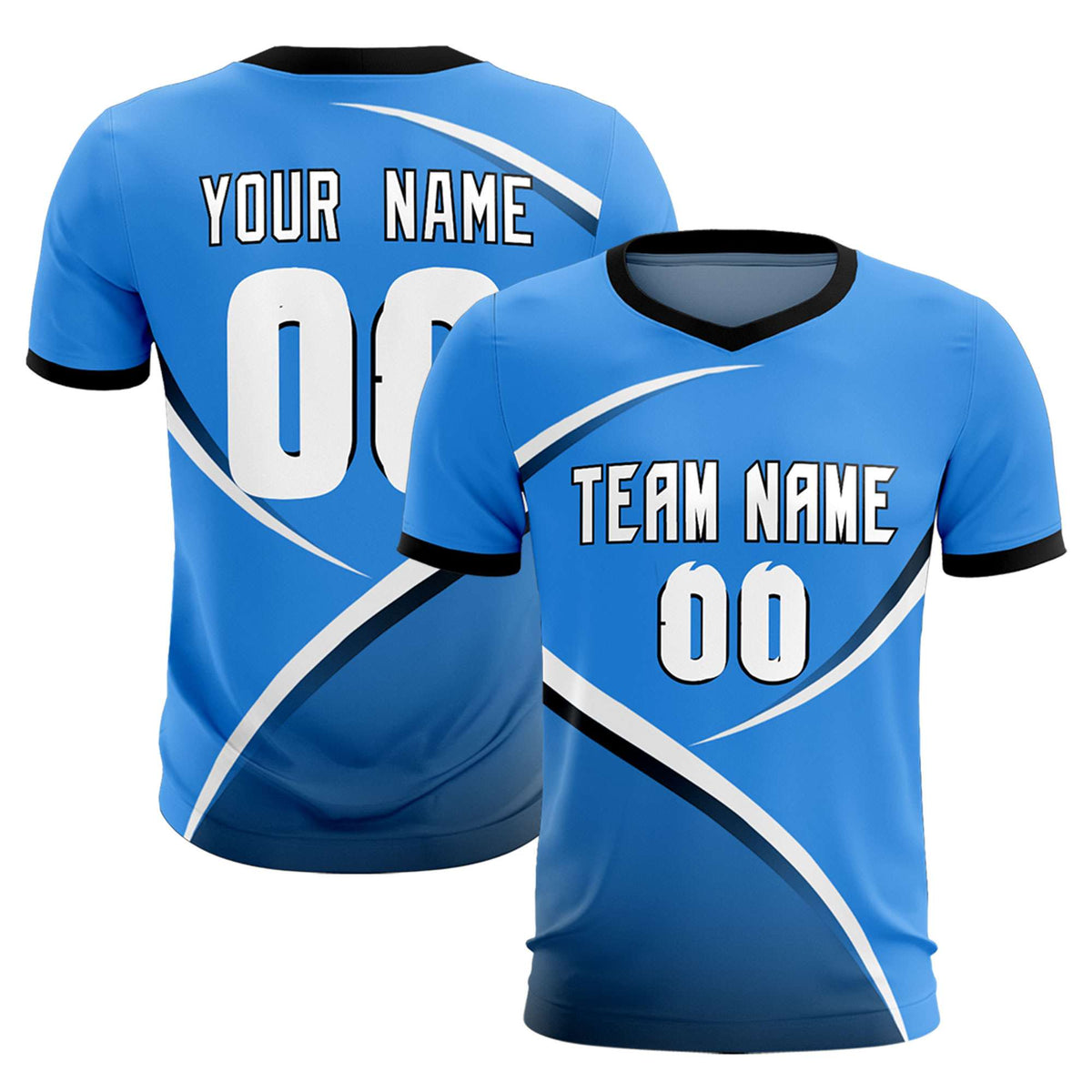 Custom Powder Blue Navy Color Block Training Uniform For Men Soccer Sets Jersey