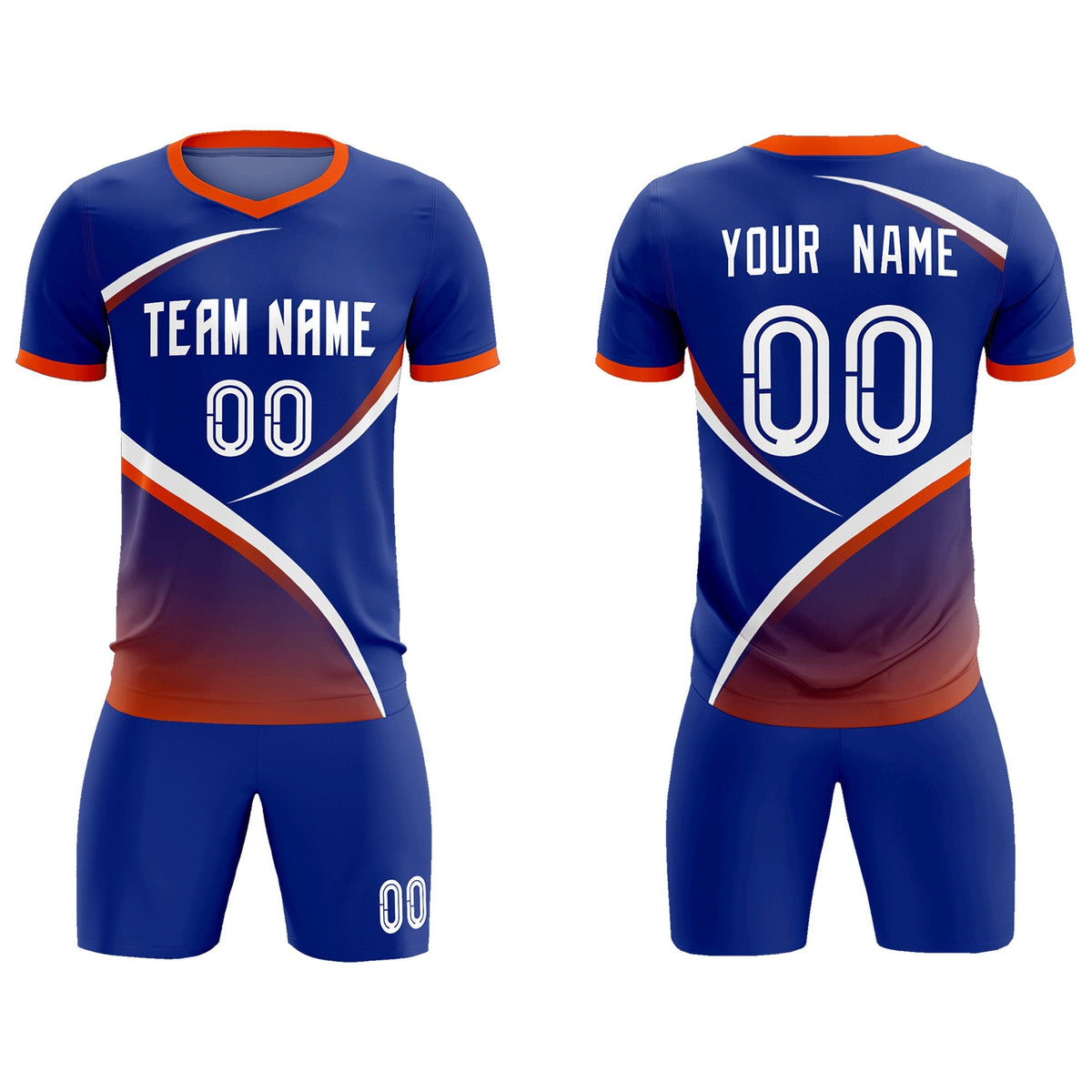 Custom Royal Orange Color Block Training Uniform For Men Soccer Sets Jersey