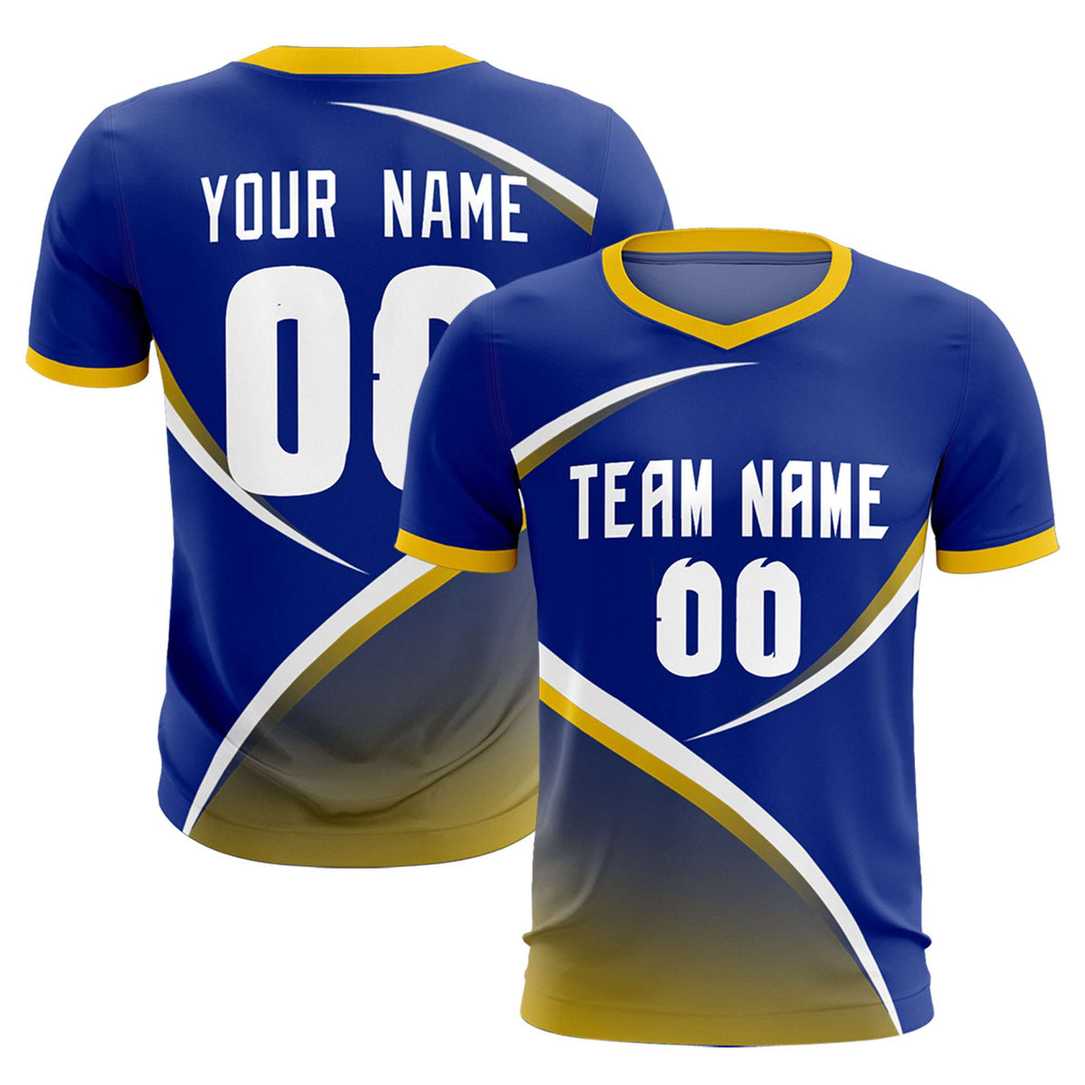 Custom Royal Gold Color Block Training Uniform For Men Soccer Sets Jersey