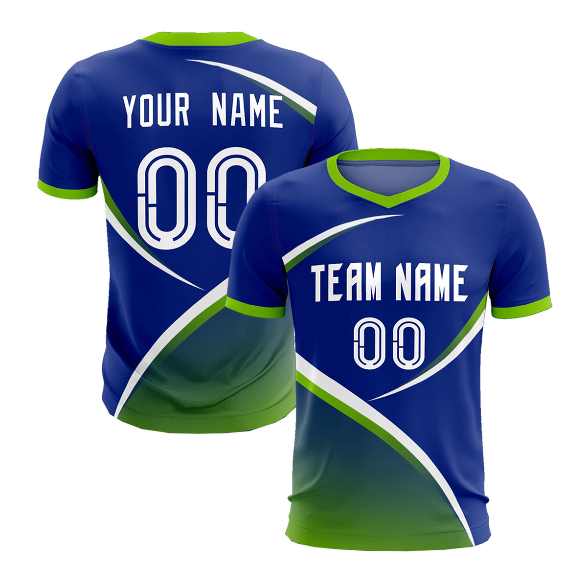 Custom Royal Neon Green Color Block Training Uniform For Men Soccer Sets Jersey