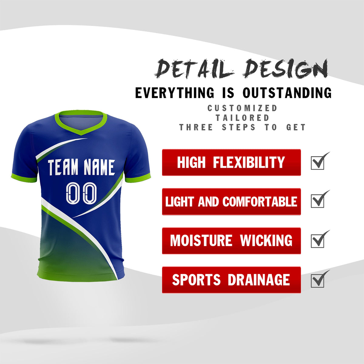 Custom Royal Neon Green Color Block Training Uniform For Men Soccer Sets Jersey