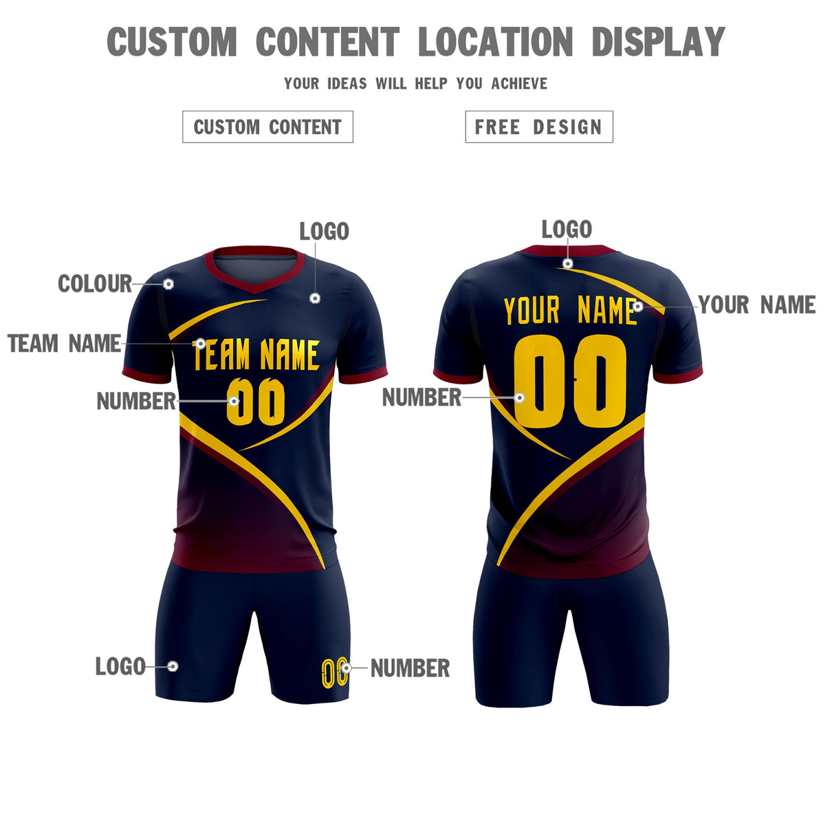 Custom Navy Navy Color Block Training Uniform For Men Soccer Sets Jersey
