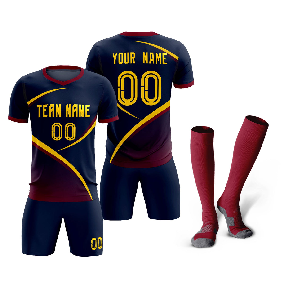 Custom Navy Navy Color Block Training Uniform For Men Soccer Sets Jersey