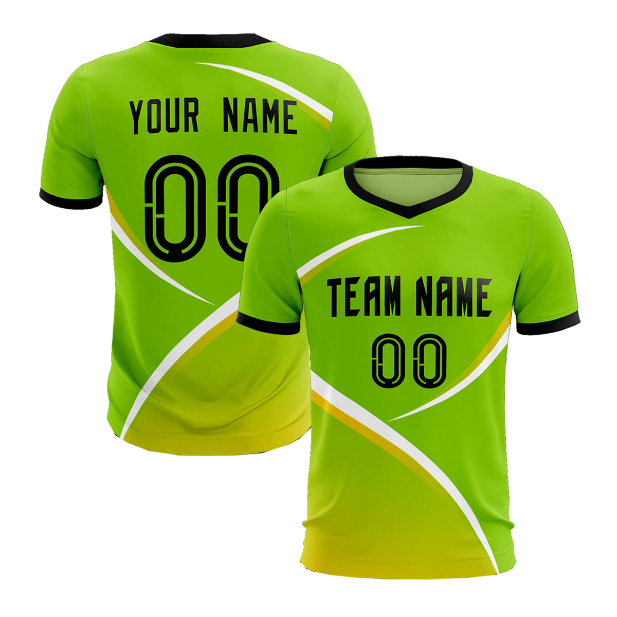 Custom Neon Green Black Color Block Training Uniform For Men Soccer Sets Jersey