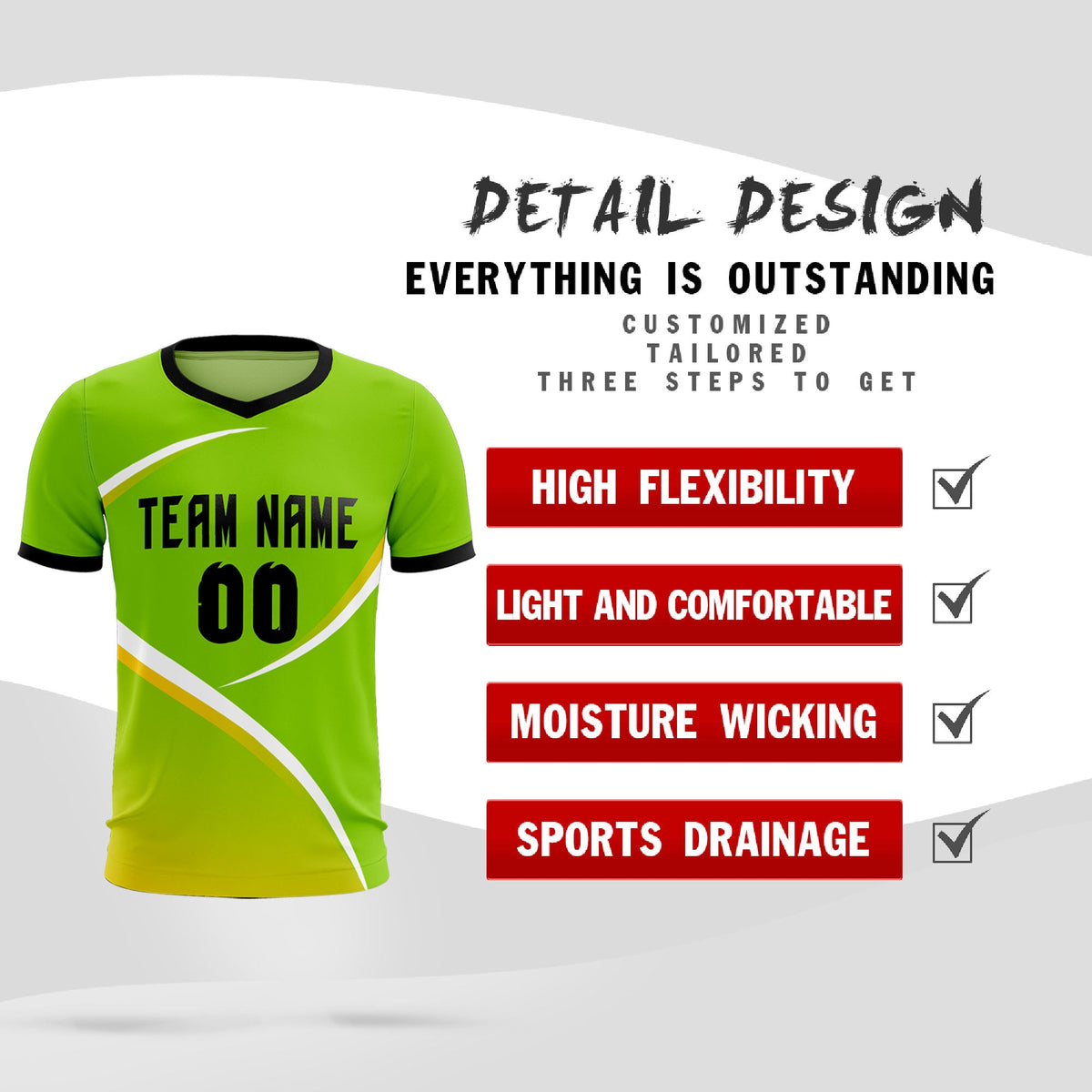 Custom Neon Green Black Color Block Training Uniform For Men Soccer Sets Jersey